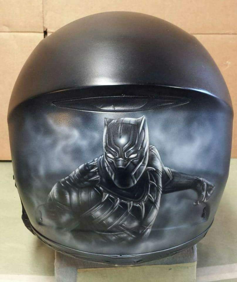 Black Panther Custom Motorcycle Helmet Airbrush