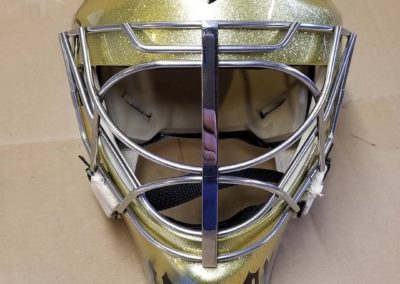 Gold metal flake goalie mask 2