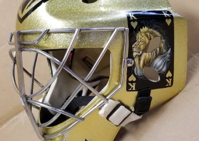 Gold metal flake goalie mask 3
