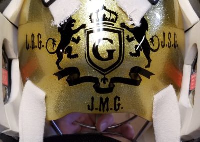 Gold metal flake goalie mask 6