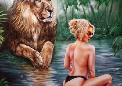 girl lion forest 2