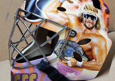 Randy Savage Goalie Mask - wrestler flexing